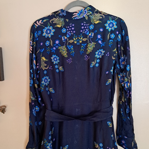 Boden Kate Satin Shirt Dress Navy Floral - Picture 10 of 11